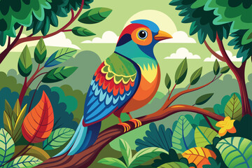 Colorful bird sit on the tree 