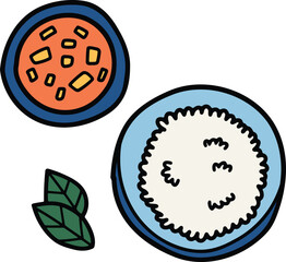 Delicious Thai food Hand drawn in line style