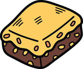 Delicious bread and cupcakes Hand drawn illustrations in line art style