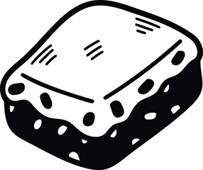 Delicious bread and cupcakes Hand drawn illustrations in line art style