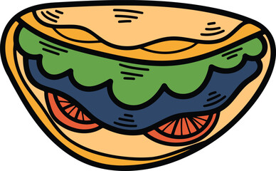 Burrito or Sandwich Hand drawn illustrations in line art style
