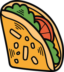 Burrito or Sandwich Hand drawn illustrations in line art style