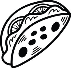 Burrito or Sandwich Hand drawn illustrations in line art style