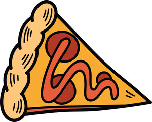 Delicious pizza Hand drawn illustrations in line art style