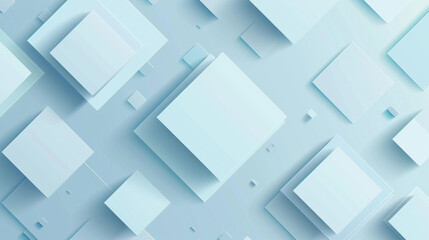 Blue and grey glossy squares abstract tech banner design. Modern abstract blue background design with layers of transparent material in square shapes in random geometric patterns.
