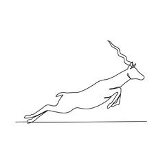 One continuous line drawing of a deer was looking for food in a wide meadow vector design illustration. Deer wildlife activity illustration in simple linear style vector design concept animal themes.