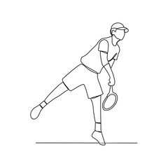 One continuous line drawing of 
Tennis sports vector illustration. 
Tennis sports design in simple linear continuous style vector concept. Sports themes design for your asset design illustration.