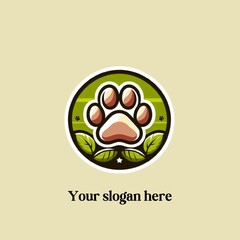 Company logo for pet shop with paw illustration