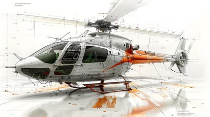 Blueprint of Helicopter Structural Components