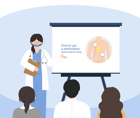 medical illustration.
doctor character and patient.