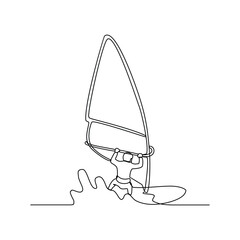 One continuous line drawing of Sailing sport vector illustration. sailing design in simple linear continuous style vector concept. Sports themes design for your asset vector design illustration.