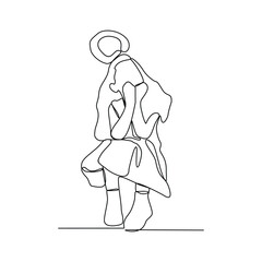 One continuous line drawing of Fairy vector illustration. Fairy design in simple linear continuous style vector concept. A fairy is a mythical being or legendary creature in European folklore.