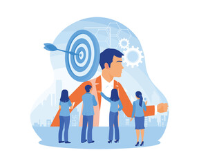Business team success. Develop target customers to improve marketing. Business targets concept. Flat vector illustration.