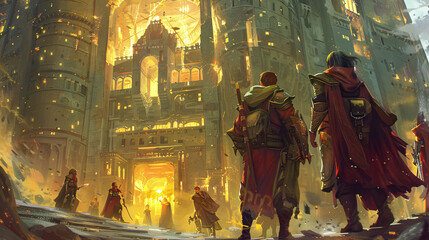 Obraz premium Fantasy Adventurers in a Magical World