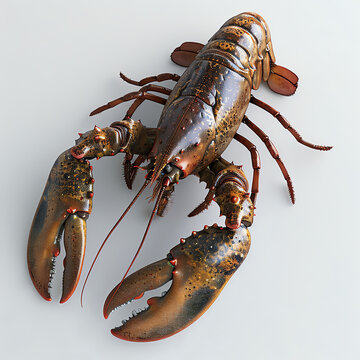 recommend clip art: lobster, armored lobster. Clipart, hyper-realistic 3D, isolate on white background,