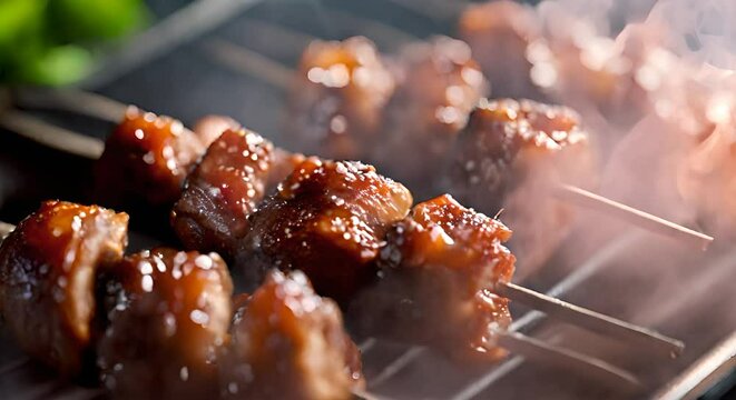 Indonesian Pork Satay with a Creamy Peanut Dressing