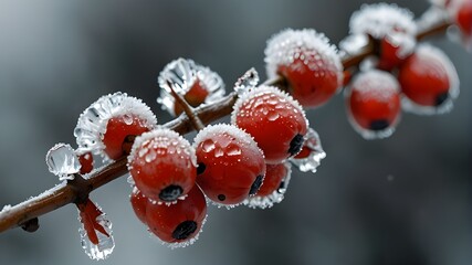 red berries covered with frost