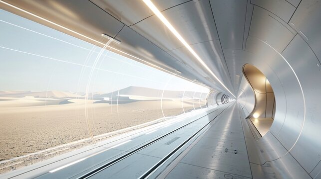 Traveling through a hyperloop tunnel capable of high-speed passenger transport between major cities in a short time.