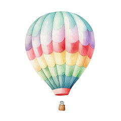 Fototapeta premium watercolor of a colorful hot air balloon floating