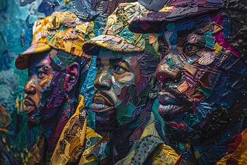 Vibrant tapestry depicting the journey of African freedom fighters