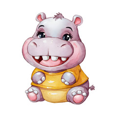 Naklejka premium cute hippo, hippopotamus