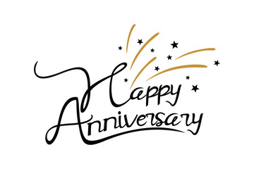 happy anniversary calligraphy design. luxury celebrating text.