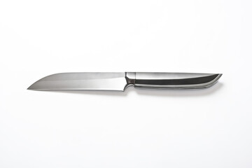 Sleek Stainless Steel Chef's Knife on White Background