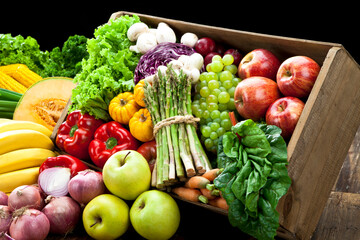 fresh vegetable and fruits in a basket 