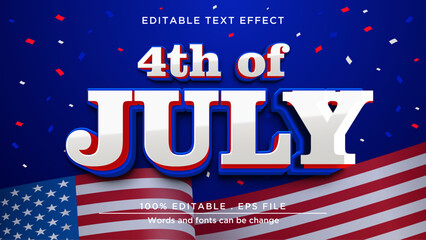 4th of july editable text effect. Patriotic text style