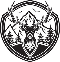 hunting logo illustration black and white 