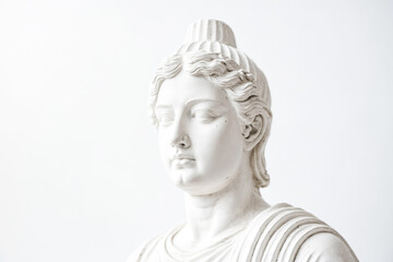 Obraz premium Close-up of a white statue of a woman's face