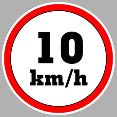 Maximum Speed limit sign 10 km h. Isolated road sign icon on white background. 200 MPH Maximum speed sign speed limit sign illustration vector template road sign yellow background
