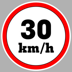 Maximum Speed limit sign 30 km h. Isolated road sign icon on white background. 200 MPH Maximum speed sign speed limit sign illustration vector template road sign yellow background
