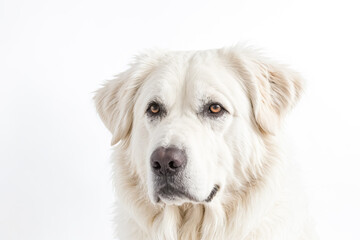 Obraz premium Close-up portrait of a white dog with amber eyes