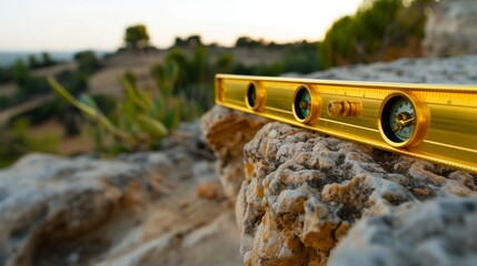 Ultra HD Image of a Gold Plated Dumpy Level in Use, Capturing Land Surveying with Elegance