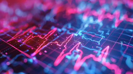 A digital illustration of an EKG heartbeat line with electric effects on a dark background, symbolizing energy, health technology, and vitality.