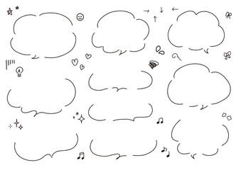 手書きのふきだしと感情の漫符アイコンセット