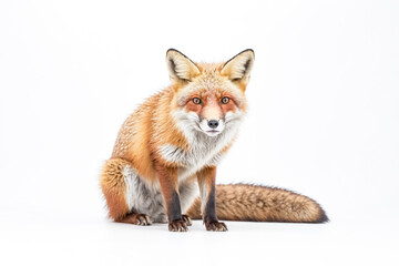 Obraz premium Red Fox Sitting on White Background
