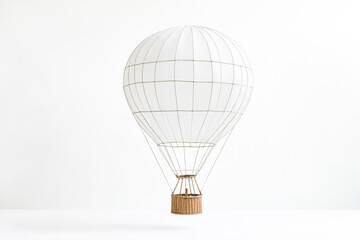Obraz premium White Hot Air Balloon with Basket Isolated on White Background