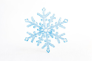 Delicate Blue Snowflake on White Background