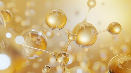 Captivating Molecular Structures in Glowing Golden Orbs