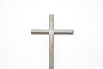 Wooden Cross on White Background