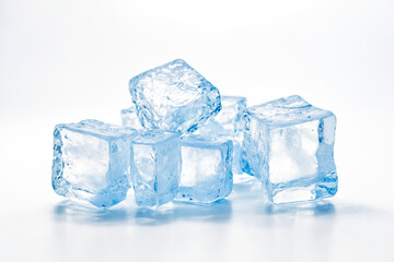 Close-up of Ice Cubes on White Background