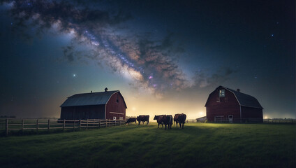 Milky Way over a Dairy Farm