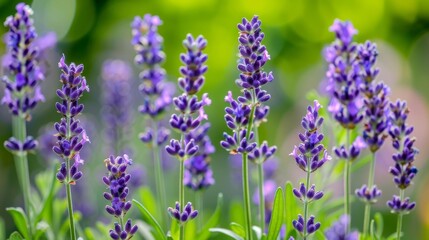 Obraz premium Lavender flowers. Lavender blooms. Aromatic herbs and medicinal plants in the garden. Floral