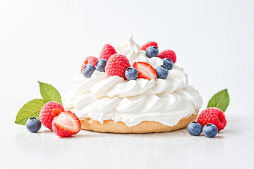 Pavlova with Berries and Whipped Cream