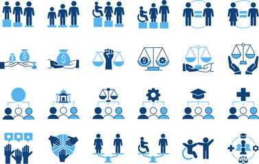 Equality and Equality for Accessibility Rights Icon Set