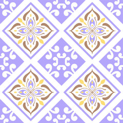 Tile seamless pattern design. With colourful motifs background.