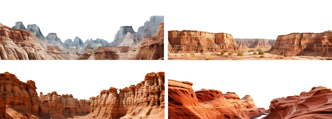 Set of picturesque canyons, cut out