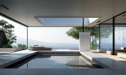 villa with pool interior mountain view